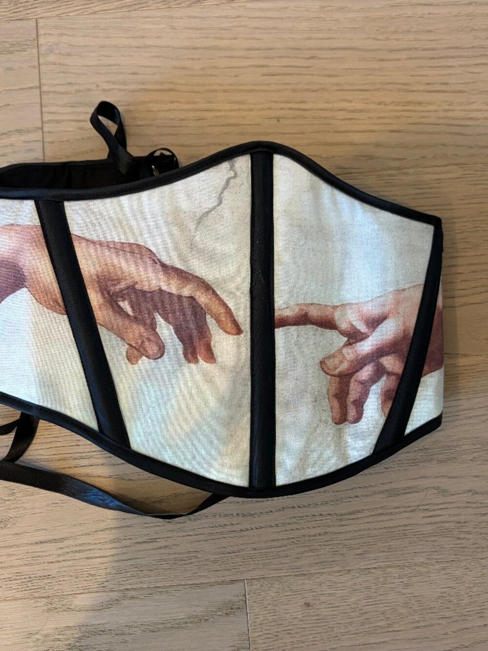 Handmade Underbust Corset Belt w/ The Creation of Adam art. 26.5" waist
